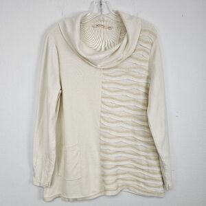 Soft Surroundings Cream Lyrical Cowl Neck Swtr Tunic Sz L Vanilla Girl Feminine